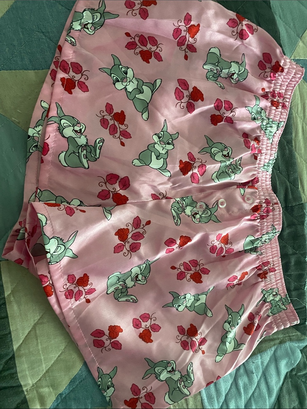 Disney Pink Floral Bunny Satin Pajama Shorts